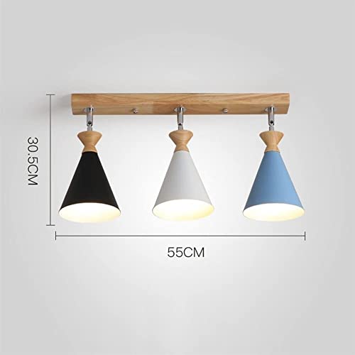 Plafonnier en bois à 3 lumières orientables avec suspension réglable culot E27 - 8