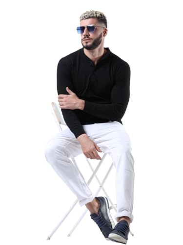 Image of fanideaz Mens Premium High Neck Henley T Shirts for Men Branded Full Sleeve Shirt for Men in Pure Cotton Casual & Formal Wear