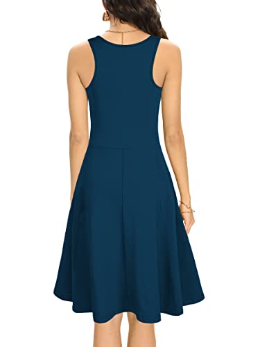 Image of Missufe Women's Sleeveless Racerback Flared Casual Plain Tank Dress