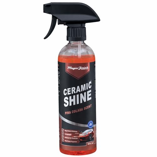 Magic Finish Ceramic Shine (16oz) – Mirror Gloss Ceramic Car Spray with Hydrophobic Coating – Advanced UV Protection & Water Beading Car Detailer Spray – Pina Colada Scented Coating for Cars & Trucks