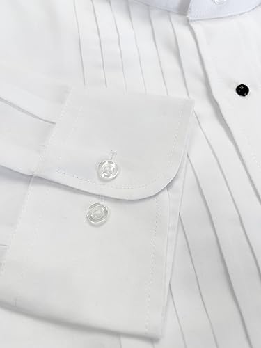 Men's Banded Collar(Mandarin Collar) Dress Shirt, 1/2" Pleat2