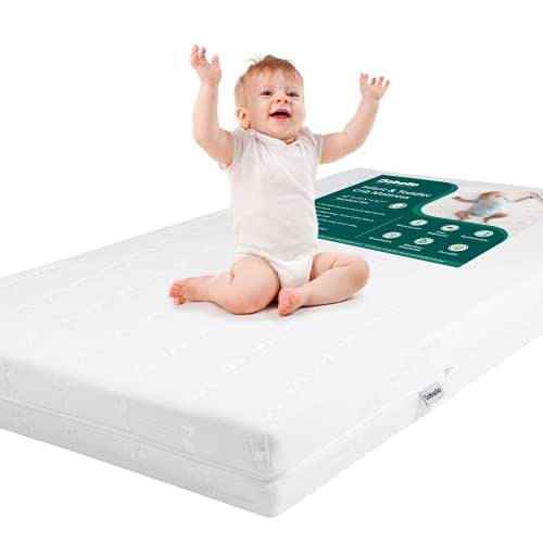 BABELIO Breathable Crib Mattress, Dual-Sided, Memory Foam, Waterproof, Removable and