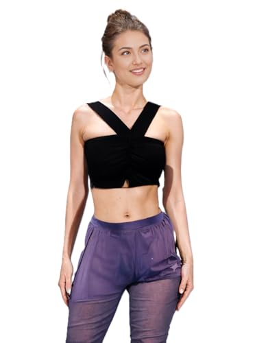 Image of Bedazzle Women's Ribbed Cutout Crop Top | Strappy V-Neck Ruched Sleeveless Tank | Sexy Stretchy Bodycon Club Wear for Party & Summer