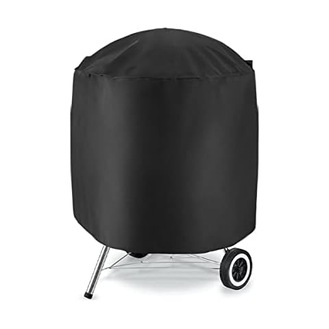 Glorlliant BBQ Grill Cover, Round Barbecue Covers for Grill, Heavy Duty Waterproof Smoker Cover Dome Gas Outdoor Grill Cover for Char-Broil, 30" x 23" Black Cover