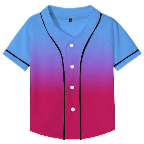 Image of Yuji Itadori Kids Baseball Jersey Button Boys Short Sleeve T-Shirts Hip Hop Fashion Casual Sports Solid Color Shirt
