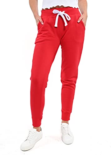 Esstive Women's Ultra Soft Fleece Active Lightweight Casual Basic Jogger Sweatpants, Red, Small #TOP8