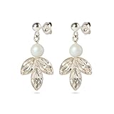 Brautohrringe silber mit Perle & Kristall – 925 Silber Ohrringe Hochzeit – Handgefertigte Perlenohrringe Braut – Zirkonia Ohrringe 925 Braut - Hochwertiger Brautschmuck dezent – Wasserfest
