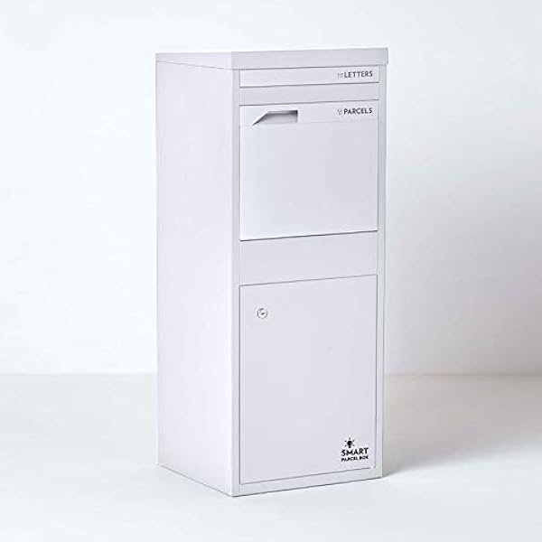 Smart Parcel Box - Buzón grande de acero blanco de acceso frontal y posterior