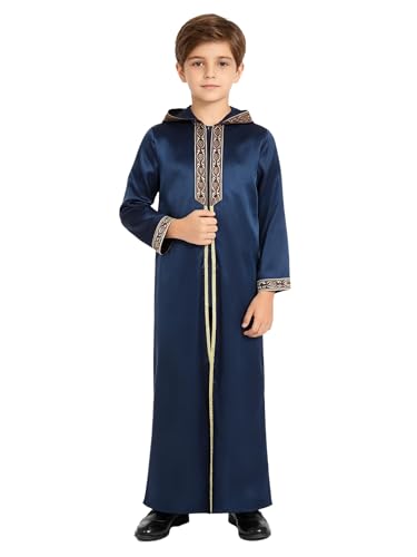 Robe thobes large bleu foncé pour adolescent coupe ample et fluide