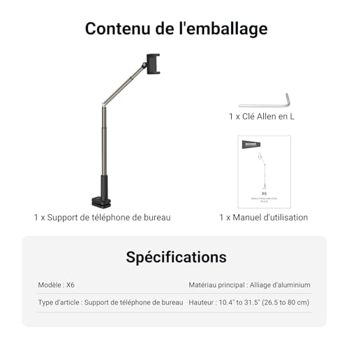 Support de téléphone compatible iPhone et Android Neewer X6 antifatigue - 7