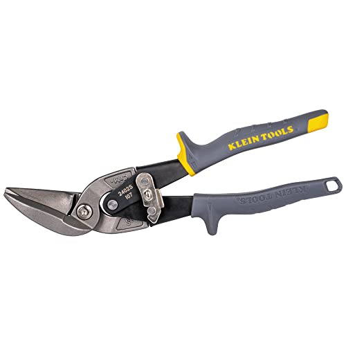 Klein Tools 2402S Straight-Cutting Offset Snips, Aviation Tin Snips with Forged Blade for Precision Sheet Metal Cutting