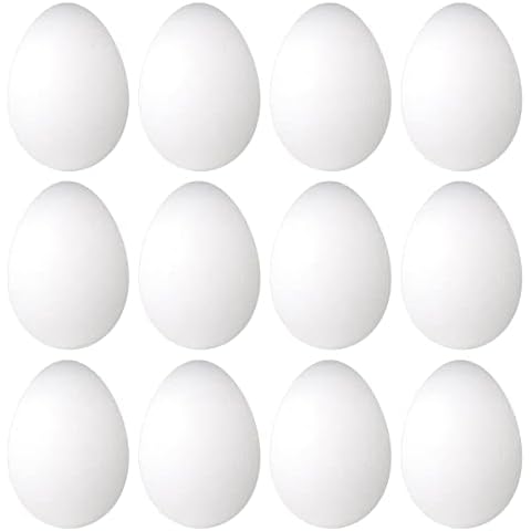Worown 12 Pack 8 cm Easter Foam Egg White Styrofoam Egg Craft Egg Foam Natural Polystyrene Egg Foam Handmade Egg Ball for DIY Easter Craft Decoration Cover