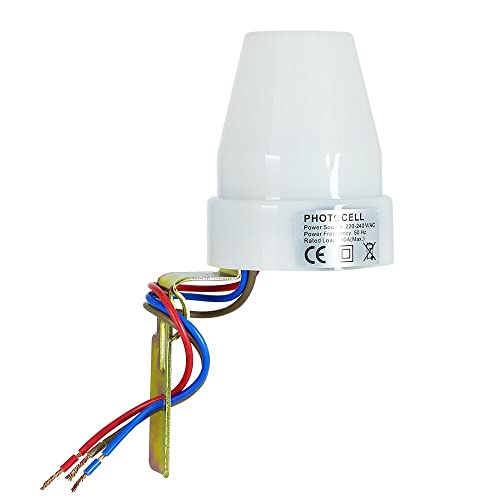 Image of amiciSmart Automatic On /Off Street Light 2 Way Switch Controller AC 220V 10A Photocell Sensor for Outdoor Lights, White
