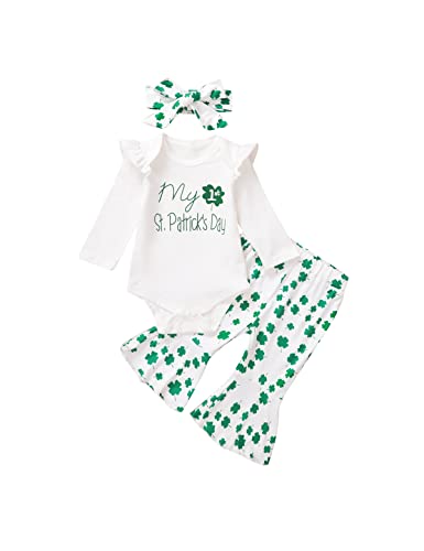 Detigee Baby Girl St. Patricks Day Outfit Saint Patrick Day Flare Pants Outfit (Green-Flare, 12-18 Months)