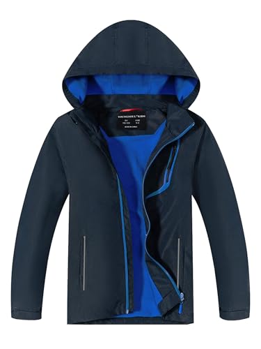 Lista de Chaquetas para Niño - 5 favoritos. 45 LOKTARC - chamarra impermeable ligera y impermeable con capucha para niños, Azul marino, 10-12 Años