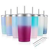 COKTIK Becher mit Deckel und Strohhalm, Bürste, doppelwandige VakuumThermoKaffeetasse, heiß und...