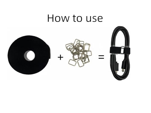 Image of 0.78 inch x16Ft Hook and Loop Straps with 25 Metal Buckles, Adjustable Fastening Cable Straps, Cut-to-Length Cinch Strap, Reusable Nylon Securing Cord Ties for Organizer or Storage, 1 inch Wide, Black
