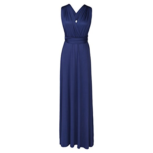 Abendkleid Lang Damen Elegant Rückenfreies Multiway Bandage Wickelkleid Festlich Hochzeitskleid Brautkleid Brautjungfernkleider Cocktailkleid Weihnachten Silvester Partykleid Ballkleid Navy Blau XL 3
