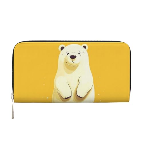 Leather Wallet for Women Long Purse Cute Cartoon Polar Bear Womens Wallet Clutch with 8 Credit Card Holder Coin Pocket