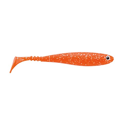 Jackson Gummifisch Zander Angeln Köder Profi - Zanderbait 12cm Orange Glitter. Angelköder Shad. Gummi Zanderköder. Gummiköder Softbait. 1 Stück