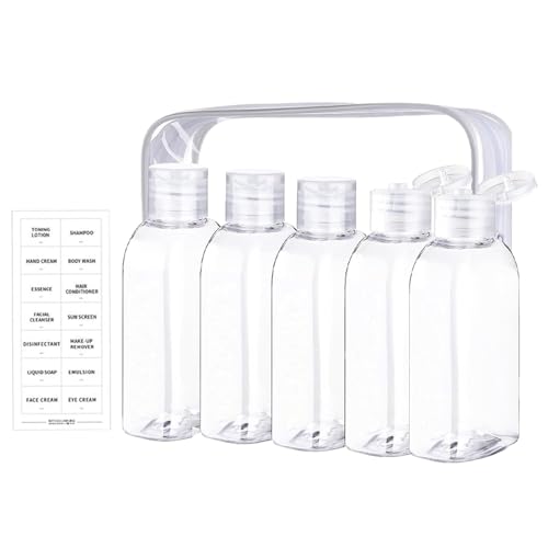 Botellas de líquido de viaje – 100 ml contenedores portátiles recargables, botellas de viaje ligeras a prueba de fugas, enjuague de champú cosmético transparente | Botellas reutilizables de tamaño de
