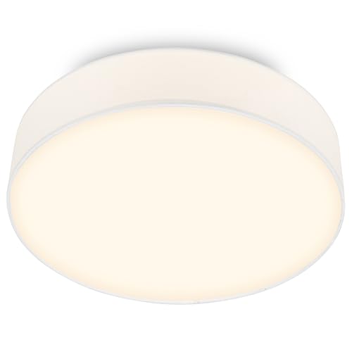 BRILONER - Lámpara techo LED con pantalla de tela, 24 W y 2600 lm, luz blanco cálido, plafon LED, lamparas de salón, lampara dormitorio, luz techo salón, 38 x 10,5 cm, Blanco