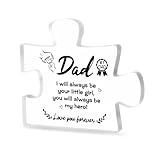 Father Desk Plaque for Father Day Gifts from Daughters, Acylic Puzzle Shaped Acrylic Block for Dad Daddy Birthday Appreciation Gifts Father I Love You Gift Idea Emotional Dad Papa Keepsake