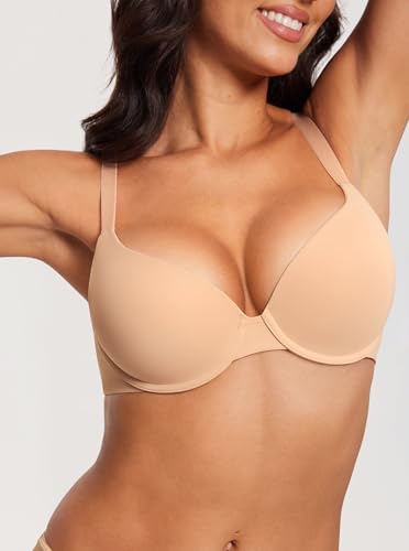 Image of DOBREVA Women's Push Up T-Shirt Bra Underwire Padded Bras Plunge Full Coverage