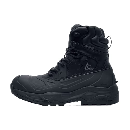 Shoes for Crews ACE Fargo II, Men's Soft Toe (ST) Work Boots, Slip Resistant and Waterproof, Black, Size 7.5