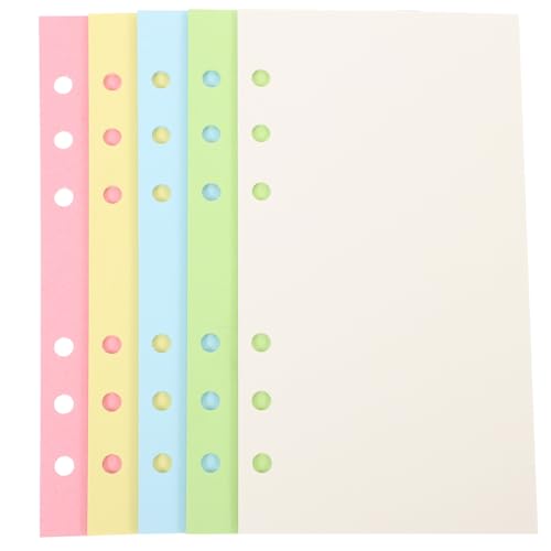 DOITOOL 100枚 カラー無地ルーズリーフ紙 書きやすいスムーズな便箋 リフィル用紙 オフィス 学校向けバインダー対応