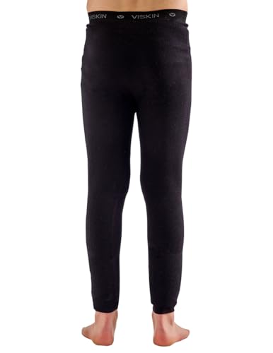 Viskin Kids Seamless Leggings with Cooling Viscose Fiber - Gentle Under Layer Pants for Boys and Girls - Moisture Managing - Skin-Friendly Comfort - 11-14 Years (Black)2