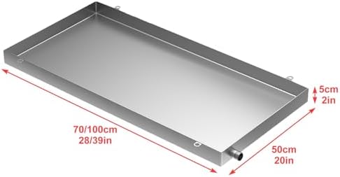 Leak-Proof Stainless Steel AC Drip Pan, Durable Condensate Drain Tray with Easy Drainage Function, Perfect for Indoor/Outdoor Use (40x70x5cm/16x28x2in)