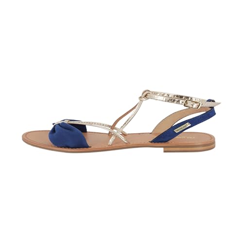 LES TROPEZIENNES PAR M. BELARBI Hiromak Suede, Zapatos de la Ciudad Sandalia y Desnudos Mujer, Azul Oro, 37 EU