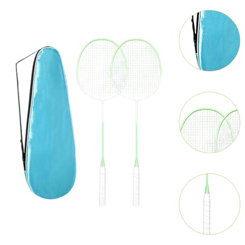 Menolana 2X Badminton Rackets with Carrying Bag,Professional Replacement Portable Badminton Set Racquets for Beginners Family Friends, Light Green Rackets