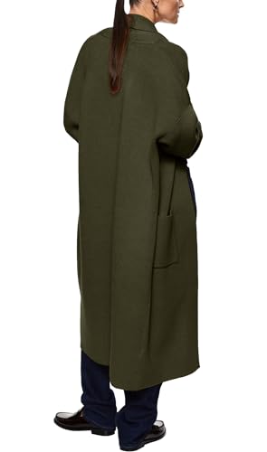 Image of Womens Long Sleeve Maxi Cardigan Open Front Oversized Knitted Sweater Coat Casual Lapel Warm Overcoat with Pockets