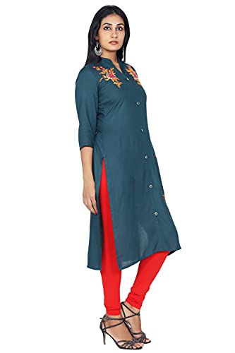 Image of Mehsoos Women's Rayon Embroidered Straight Kurta /Ethnic wear /Tradtional Wear Beautifull Color and Size (KKUT002