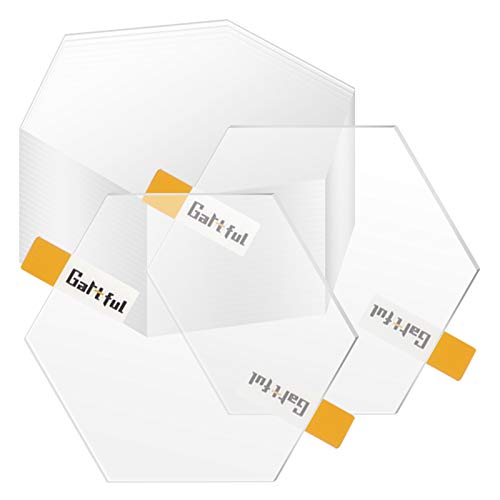 Hexagon Clear Plexiglass Sheet - 3mm Thick, Gartful Acrylic Plastic Panel High Transparency Glass Replacement Picture Frame Board for DIY Projects, Signs, Home Decor, Pack of 25