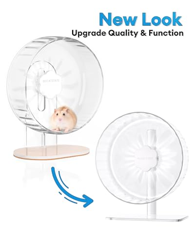 Image of Bucatstate Hamster Wheel Super-Silent 26cm with Adjustable Base Dual-Bearing Exercise Wheel Quiet Spinning Running Wheel for Dwarf Syrian Hamster Gerbils and Other Small Animals