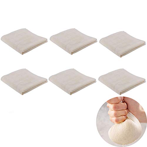 Étamine Mousseline Cuisine Non Blanchi Étamine Tissu de Coton Naturel Étamine Filtrante Filtre à Lait dans la Maison Fruits Sacs à Fromage Réutilisable pour Sac de Lait Noix pour Crépine 6 Pcs Cover