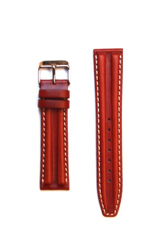 Tan Double-hump Oil-tanned Calfskin Leather Watch Band 18mm