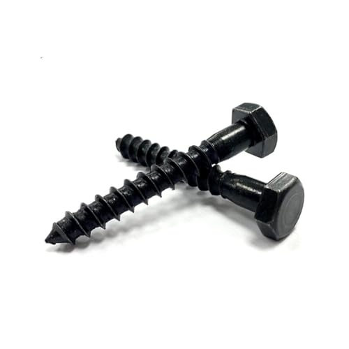 RADSO M8 Hex Head Coach Screws Wood Lag Bolt-Black Passivated-For Wood, Masonry/Brick, Concrete, Shelving, TV & Wall Mounting, Fastening, Installation & other Indoor Projects (8mm x 75mm)-Pack of 10