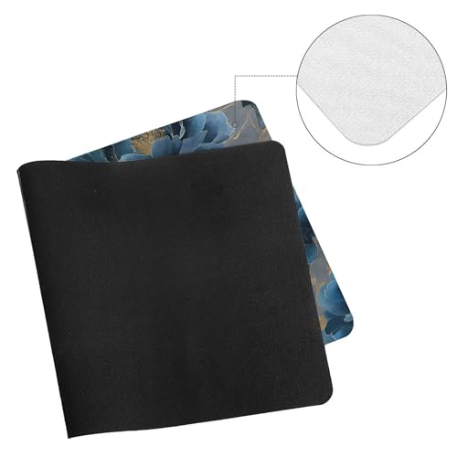 Image of Floral Retro Blue Extended Gaming Mouse Pad, with Stitched Edges Large Mouse Pad Desk Protector, Rubber Base Mousepad Keyboard Mouses Mat for Work Game Office Home- 32 inch X 16 inch Inch