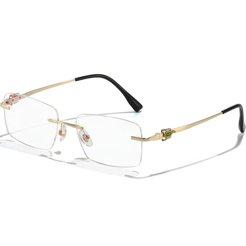 Image of Pure Titanium Rimless Glasses Frame for Men Rectangle Optical Frameless Eyeglasses Frames Lightweight Eyewear YJ2201