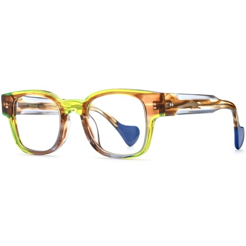 Image of HEPIDEM Multicolor Acetate Glasses Frame Women Oversize Vintage Round Eyeglasses Optical Spectacles 9271