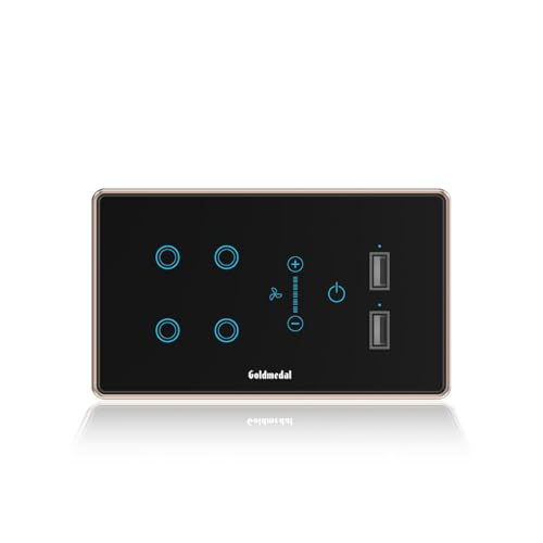 4 Module I-Touch Wi-Fi 4 Switch + Fan Regulator + 2 USB Port With Glass Plate,Titanium Grey,1_way,Pack Of 1,Suitable For 4 Module Junction Box,No Addi