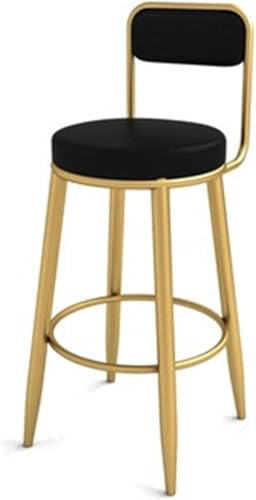 LLSHQ Counter Height Bar Stool for Kitchen Island Round PU Leather Upholstered Seat High Chair Farmhouse Support 330 Lbs(Black,75cm)