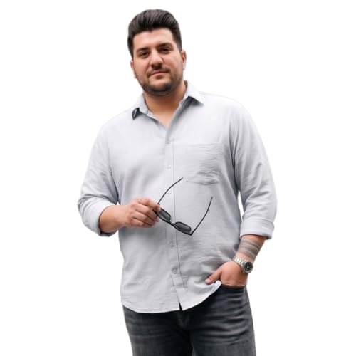 Image of Urbano Plus Men's Linen Blend Full Sleeve Relaxed Fit Casual Solid Shirt