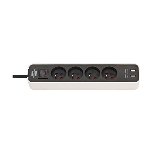 Multiprise 4 prises et 2 USB Brennenstuhl Ecolor rallonge 1,5m pour ordinateur