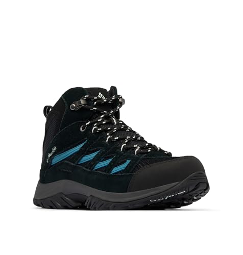 Columbia Womens Crestwood Mid Waterproof, Black/Skylight, 9.5