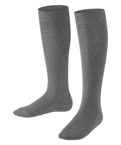 FALKE Unisex Kinder Kniestrümpfe Family K Kh nachhaltige Baumwolle lang einfarbig 1 Paar, Grau Light Grey Melange 3390, 35-38